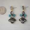 Pewter Rhinestone Earrings, Pewter and Turquoise Jewelry