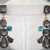 Pewter Rhinestone Earrings, Pewter and Turquoise Jewelry