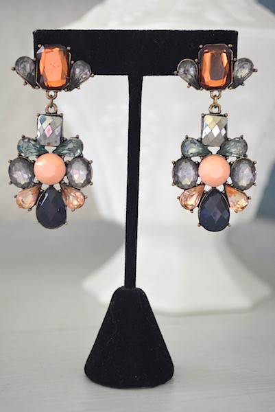 Multicolored Peach Earrings, Multicolored Earrings, Peach Earrings