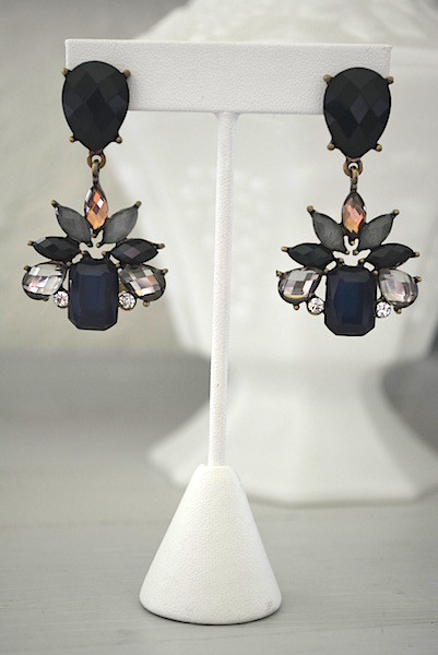 olive earrings, navy, olive, & rhinestone earrings