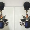 navy, olive, & rhinestone earrings, costume jewelry