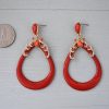 red jewelry, coral earrings, teardrop jewelry
