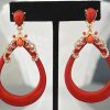 red jewelry, coral earrings, teardrop jewelry