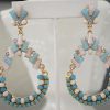 Blue and White Earrings, Teardrop Earrings, Pool Blue, Blue and White Jewelry