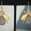 grey earrings, yellow earrings, bug jewelry, insect jewelry, bug earrings