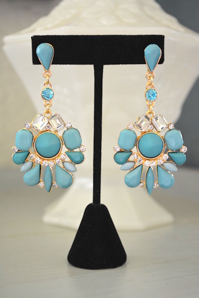 Turquoise Drop Earrings, Turquoise Beaded Jewelry