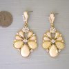 Cream Earrings, Drop Earrings, White Earrings