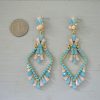 Blue Chandelier Earrings, Blue and White Earrings, Chandelier Earrings