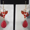 Red Drop Earrings, Red Earrings, Red and White Jewelry, Alabama