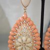 Peach Teardrop Earrings, Peach Earrings, Peach and Gold Jewelry