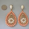 Peach Teardrop Earrings, Peach Earrings, Peach and Gold Jewelry