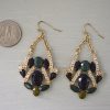 Navy Chandelier Earrings, Navy Earrings, Navy and Green Earrings