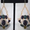 Navy Chandelier Earrings, Navy Earrings, Navy and Green Earrings