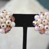 Pearl and Pink Earrings, Vintage Earrings, Pink Swarovski Earrings, Vintage Jewelry, Button Earrings, Clip Earrings, Vintage Clip Earrings