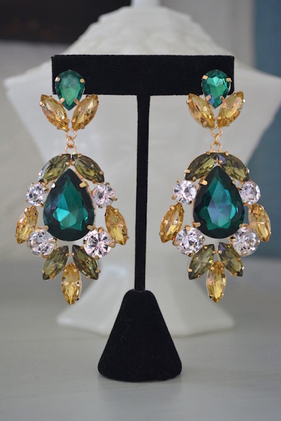 Emerald Earrings, Statement Jewelry