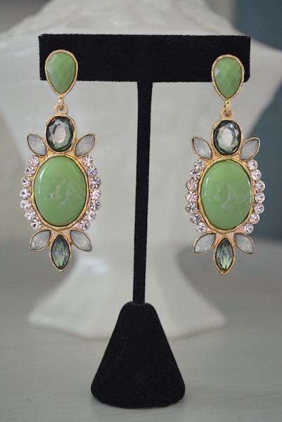 Oval Green Earrings, Green Earrings, Green Jewelry