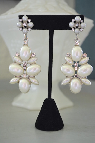 Pearlized White Earrings, Pearl Earrings, White Earrings
