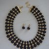 Black Collar Necklace Set, Black Necklace and Earrings, Black Jewelry, Necklace and Earrings