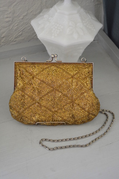 La Regale Gold Purse, Vintage Purse, La Regale, Beaded Purse, Retro Purse, Gold Purse