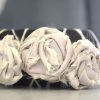 Fabric Flower Bracelet, Flower Bracelet, Bangle Bracelets, Black and White Bracelet, Black Jewelry, Black Bracelet