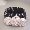 Fabric Flower Bracelet, Flower Bracelet, Bangle Bracelets, Black and White Bracelet, Black Jewelry, Black Bracelet