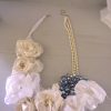 Whites Flower Necklace, Fabric Flower Necklace, Bridal Jewelry, Bride, Wedding Jewelry, White Fabric Flower Necklace