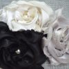 Neutrals Flower Belt, Fabric Flower Belt, Black and White Belt, Satin Belt