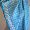 Turquoise & White Scarf, Turquoise Print Scarf, Vintage Scarf, White Print Scarf, Geometric Scarf