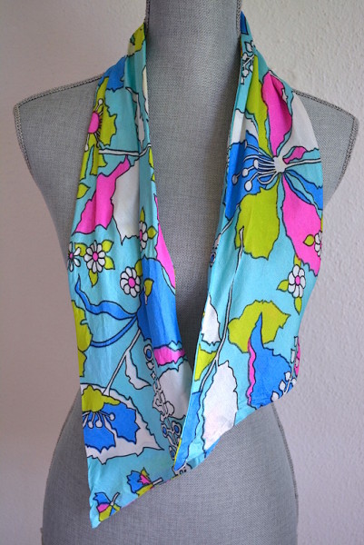 Turquoise Print Belt, Turquoise Print Scarf, Mod, Flower Print Belt, Mod Flowers