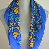 Yellow Print Scarf, Vintage Scarf, Yellow and Blue Scarf