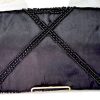 Black Satin Purse, Beaded Purse, Vintage Purse, Clutch, Vintage Clutch