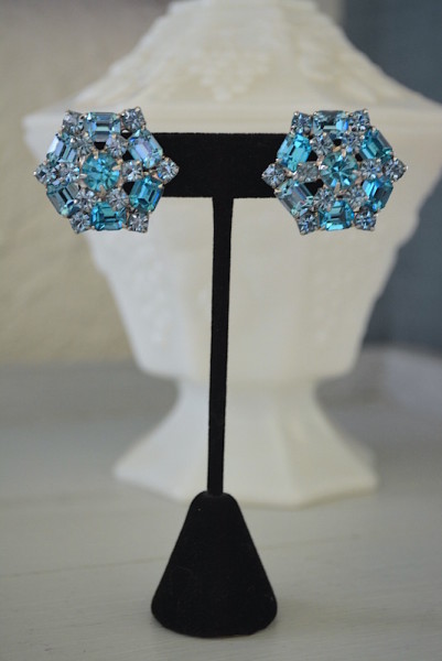 Aquamarine Earrings, Blue Earrings, VIntage Earrings, Bride, Bridal Earrings