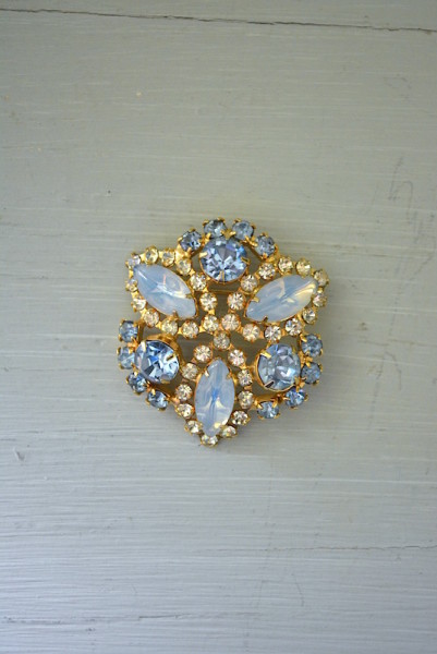 Aquamarine Brooch, Vintage Brooch, Vintage Pin, Vintage Jewelry, Aquamarine, Moonstone