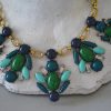 Blue and Green Necklace, Navy Necklace, Green Necklace