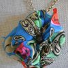 Blue Fabric Flower Necklace, Blue Flower, Vintage Material, Blue Print Flower