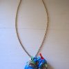 Blue Fabric Flower Necklace, Blue Flower, Vintage Material, Blue Print Flower