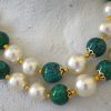 Pearls and Beads Necklace, Pearl Necklace, Cascading Necklace, Green and White Jewelry, Vintage Necklace,