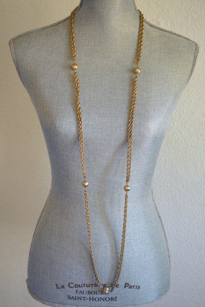 Long Gold Necklace, Vintage Necklace, Gold Necklace,
