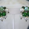 Green Beaded Earrings, Laguna, Laguna Earrings, Laguna Vintage Jewelry, Signed Vintage Jewelry, Signed Costume Jewelry, Green and White Earrings, Christmas Jewelry