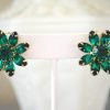 Emerald Flower Earrings, Weiss, Vintage Weiss Jewelry, Weiss Earrings, Emerald Earrings, Vintage Earrings, Emeralds, Signed Vintage Jewelry, Signed Costume Jewelry, Emeralds, Flower Earrings, Green Earrings