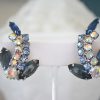 Blue Topaz Earrings, Vintage Earrings, Vintage Rhinestone Earrings, Vintage Earrings, Aquamarine Earrings, Iridescent, Bride, Bridal Earrings, bridal jewelry, Wedding, Prom,