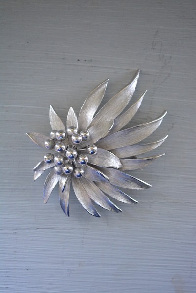 Silver Flower Brooch, Vintage Flower Brooch, Vintage Silver Brooch