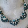 Teal Fans Necklace,Teal Necklace,Teal Jewelry,Fan Jewelry