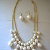 Pearl Bib Necklace Set, Bib Necklace, Pearl Necklace and Earrings, Pearl Jewelry, Necklace and Earrings, Goddess Jewelry