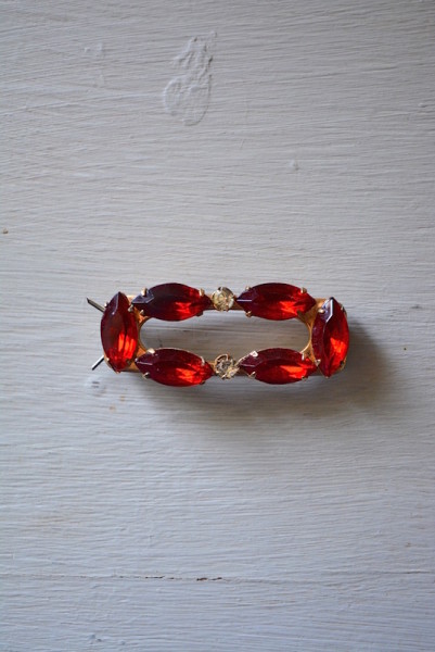 Ruby Barrette, Red Barrette, Red Hair Pin, Ruby Hair Pin, Vintage Barrette