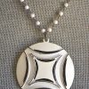 White Medallion Necklace, Silver and White Necklace, Medallion Necklace