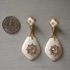 White and Gold Earrings, White Jewelry, White Earrings, Gold and White Earrings