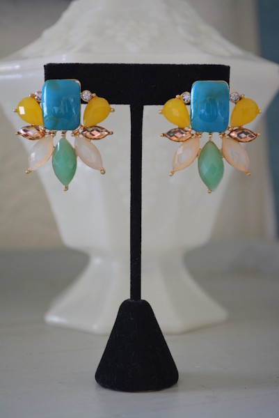 Parrot Earrings, Turquoise and Yellow Earrings, Bright Earrings, Turquoise Earrings