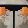 Peach and White Earrings,Peach Earrings,Neutral Earrings, Apricot Earrings,Orange Earrings, Orange and White Earrings