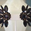Black Fan Earrings,Black Earrings,Neutral Earrings,Black Jewelry,Clip Earrings, Black Clip Earrings